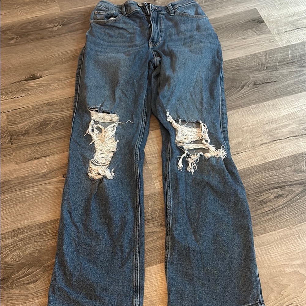 Hollister Blue Boyfriend Jeans with Distressed Knees